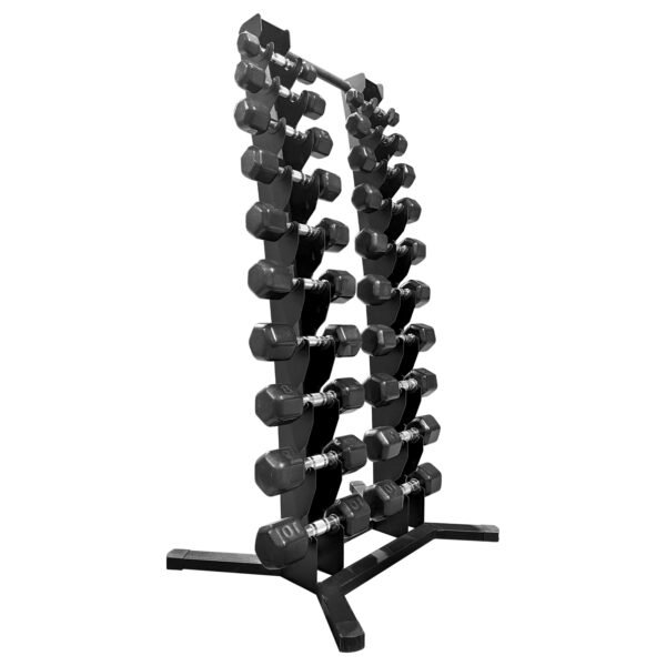 Halter Sextavado Texturizado Pegada Cromada de 1 a 10 kg + Suporte Inclinado