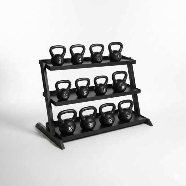Kit Kettlebells Injetado de 2kg a 24kg + Suporte